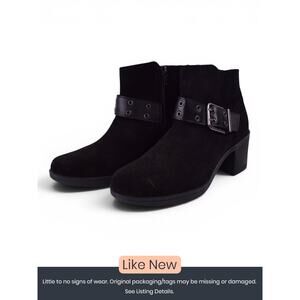 Clarks Collection Black Buckle Ankle Booties Women's Size 6